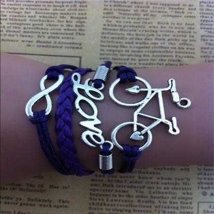 Chic Bicycle Love Multilayer Woven Bracelet