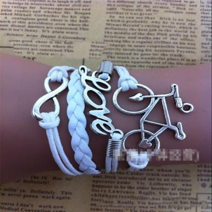Chic Bicycle Love Multilayer Woven Bracelet