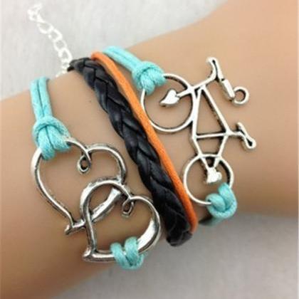 Double Heart Bicycle Multilayer Fashion Leather..