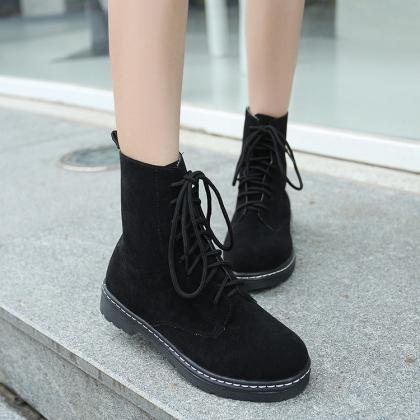 Classic Lace Up Fashion Short Motor Boots