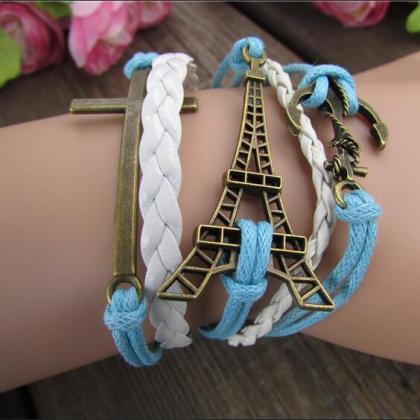 Eiffel Tower Bright Wax String Woven Bracelet