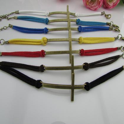 Retro Colorful Cross Wax String Bracelet