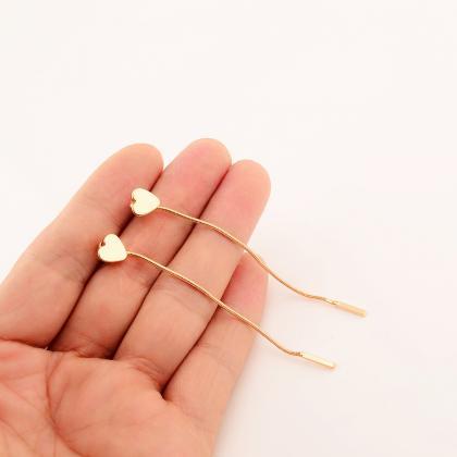 Heart-shaped Chain Tassel Earrings