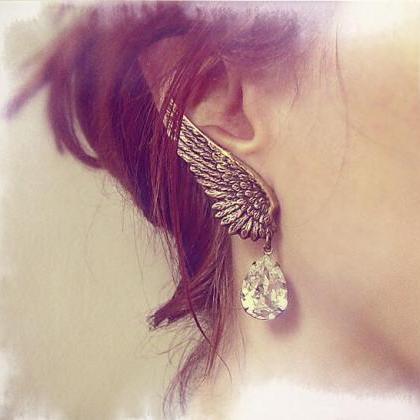 Luxury Angel Wings Crystal Tassel Earrings