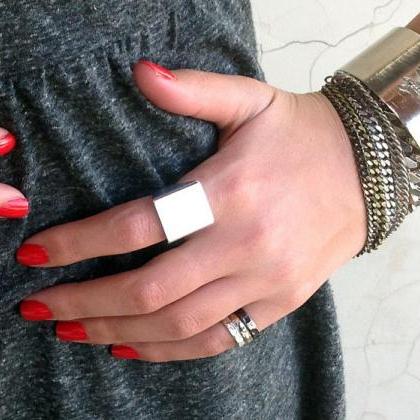 Punk Style Square Street Snap Ring