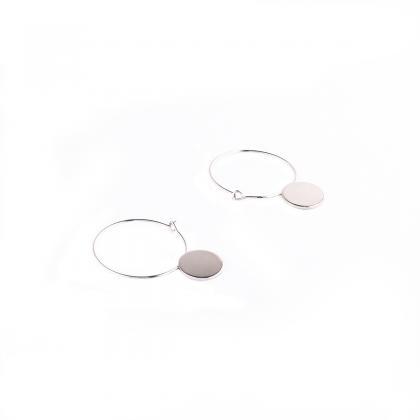 Korean Style Geometric Wafer Circle Earrings