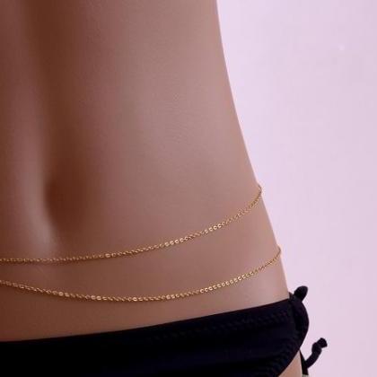 Double-layer Thin Round Linked Body Chain -gold /..