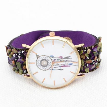 Dreamcatcher Print Gem Strap Watch