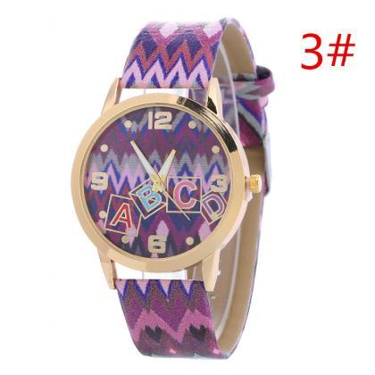 Colorful Wave Line Print Watch
