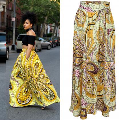 African Fashion Printed High Waist Skirt