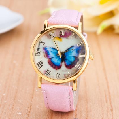 Romantic Butterfly Print Watch