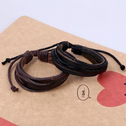 Multilayer Braided Leather Bracelet