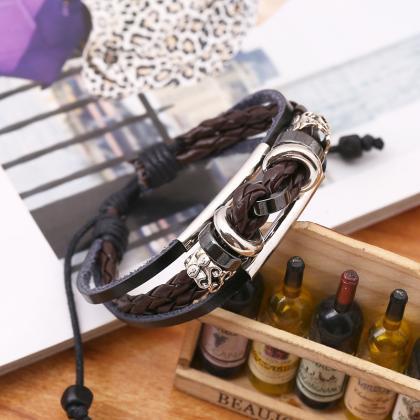 Retro Style Beaded Multilayer Leather Bracelet