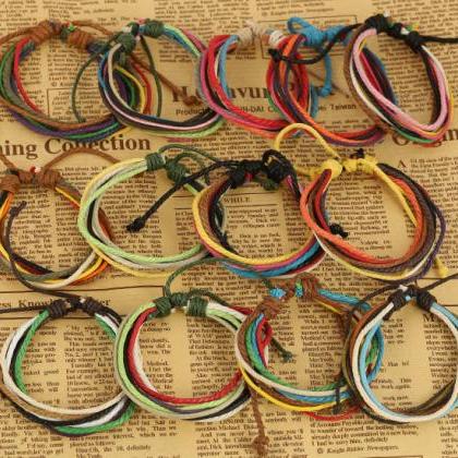 Hemp Wax String Woven Colorful Bracelet