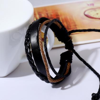 Simple Multilayer Woven Leather Bracelet