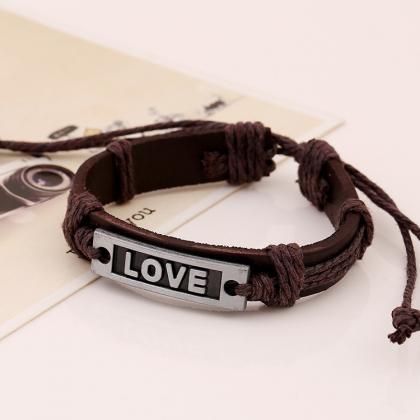 Love Couples Leather Bracelet