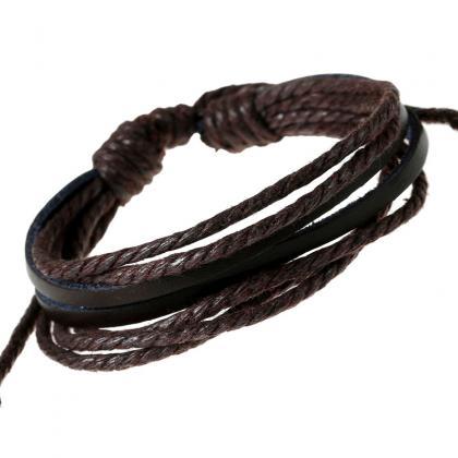 Leisure Hand Woven Leather Bracelet