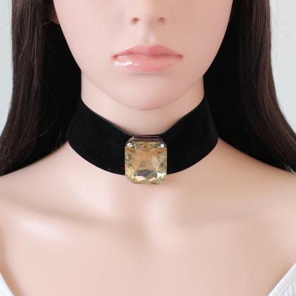Creative Exaggerated Crystal Wide Velvet Belt..