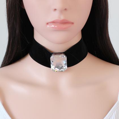 Creative Exaggerated Crystal Wide Velvet Belt..