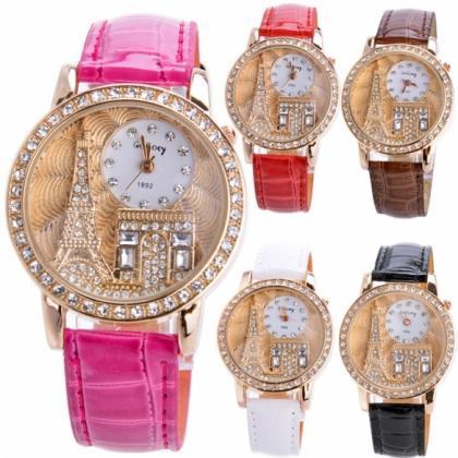 Women Rhinestone Luxury Watches Crystal Leather..