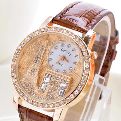 Women Rhinestone Luxury Watches Crystal Leather..