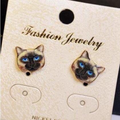 Polished Cat Face Earrings main image 1