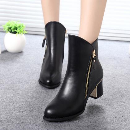 Sexy Pointed Head Zipper Ankle Boots on Luulla