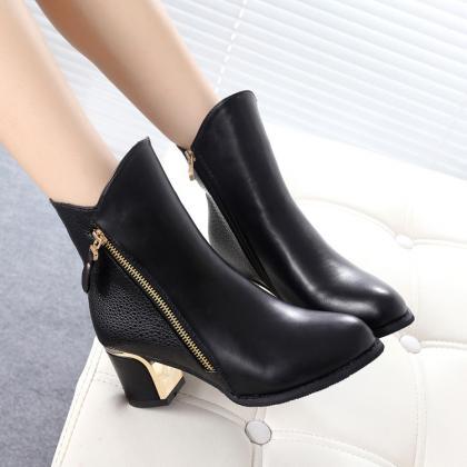 Sexy Pointed Head Zipper Ankle Boots on Luulla