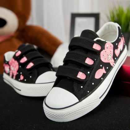 Cute Velcro Hand-painted Canvas Sneakers