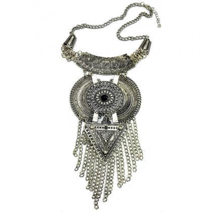 Fashion Long Tassel Retro Diamond Necklace