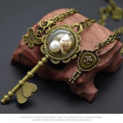 Fashion Pearl Pendant Pendant Necklace Heart Key