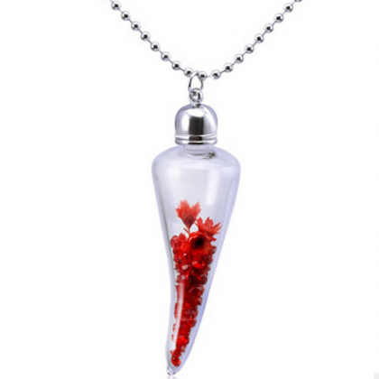 Simple Small Chili Glass Pendant Necklace