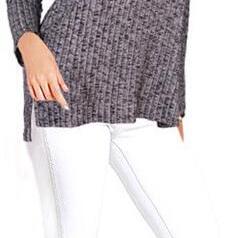 Plus Size Side Slitting Long Sleeves Sweater