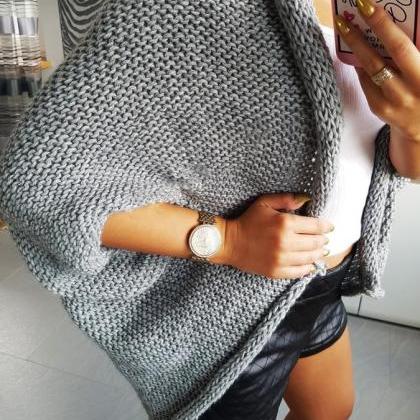 Thick Knitting Irregular Sweater Cardigan