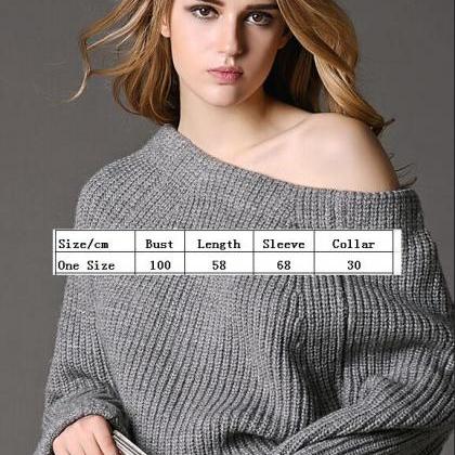 Sexy Off Shoulder Loose Knitting Sweater