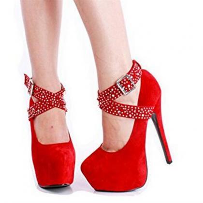 Rounded Toe Print Stiletto Pumps Fe..