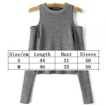 Cold Shoulder Crew Neck Knitted Long Sweater