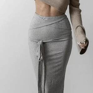 Sexy Khaki Long Sleeve Crop Top Sweater