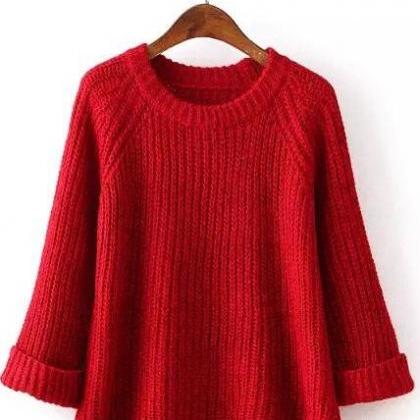 Knitting Bell Sleeve Thick Sweater