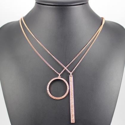 Alloy Rose Gold Double Necklace