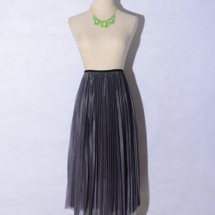 Retro Pleated Elastic Waist Long Veil Skirt