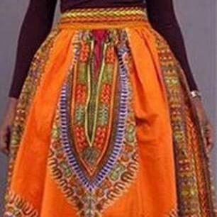 Totem Printing High Waist A-line Flared Skirt