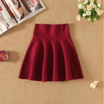 Fashion High Waist Knit Mini Fluffy Skirt