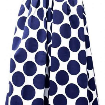 Polka Dot Print High Waist Pockets Long Skirt