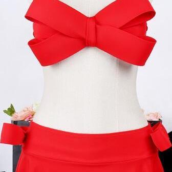 Big Bowknot Removable Straps Halter Cover Up Skirt..