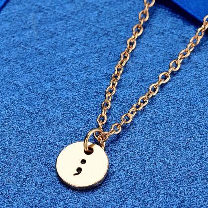Semicolon Pendant Necklace - Gold / Silver