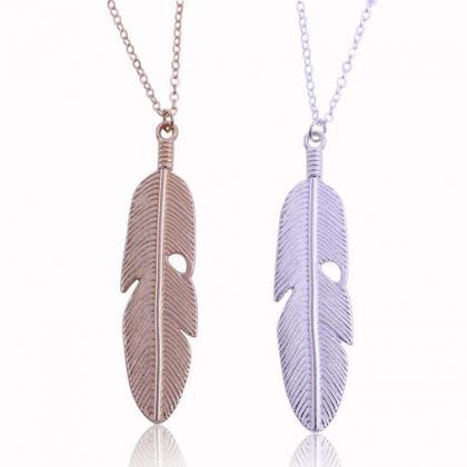 Popular Joker Contracted Leaves Feather Necklace