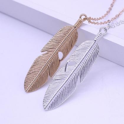 Popular Joker Contracted Leaves Feather Necklace