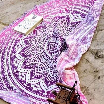 Fashion Totem Printing Round Beach Mat Towel Shawl
