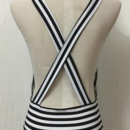 2017 Summer Stripes Sexy Backless One Pieces..